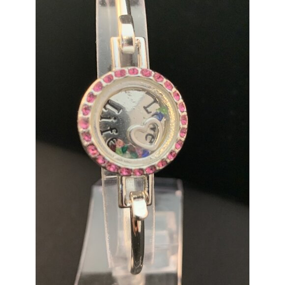 Avon Silver Tone Bangle Rhinestone Bracelet Many Blessings Love Life (1632-1-2) - Picture 2 of 6